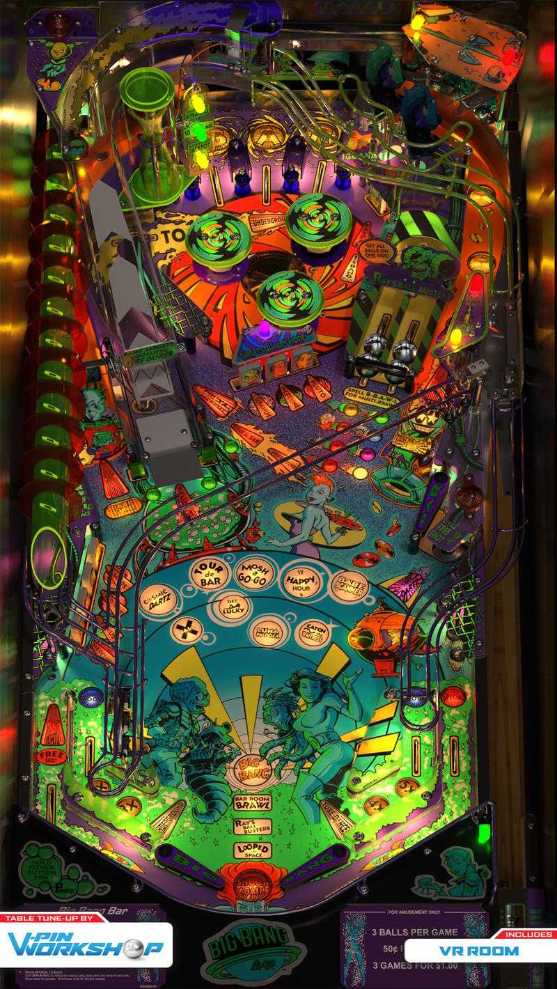 Top-down view of Big Bang Bar playfield